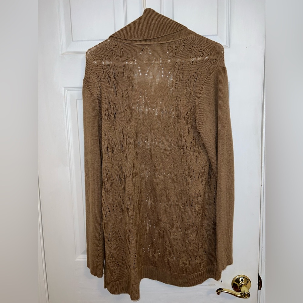EUC Eileen Fisher Women's Brown Merino Wool Knit Cardigan Sweater Large - Picture 3 of 8